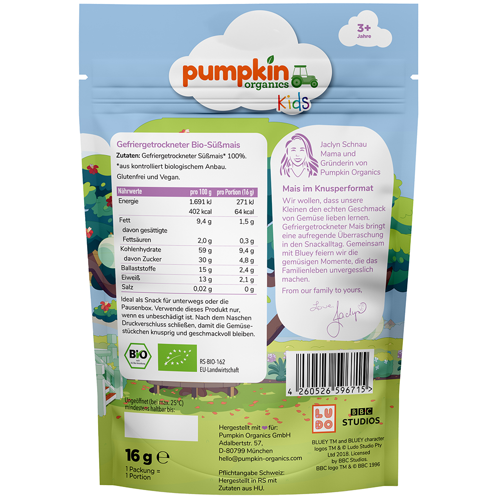 Bild: pumpkin organics Bluey Bio Süßmais 