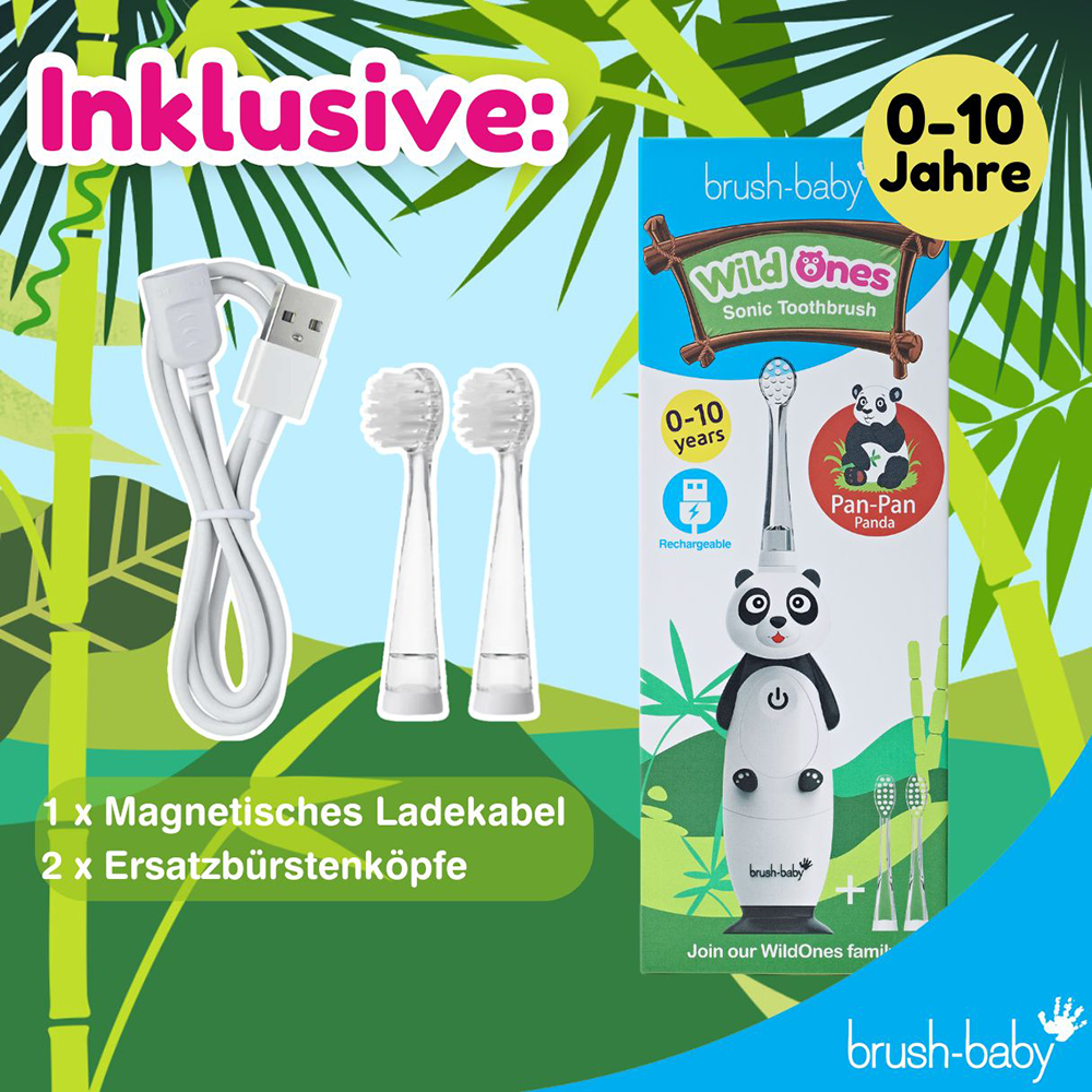 Bild: brush-baby Wild Ones Wiederaufladbare Elektrische Zahnbürste Pan-Pan Panda