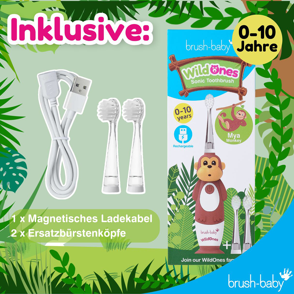 Bild: brush-baby Wild Ones Wiederaufladbare Elektrische Zahnbürste Mya Monkey 