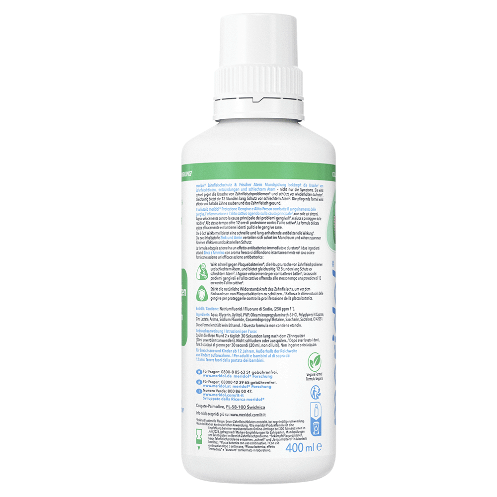 Bild: meridol Mundspülung Zahnfleischschutz und Frischer Atem