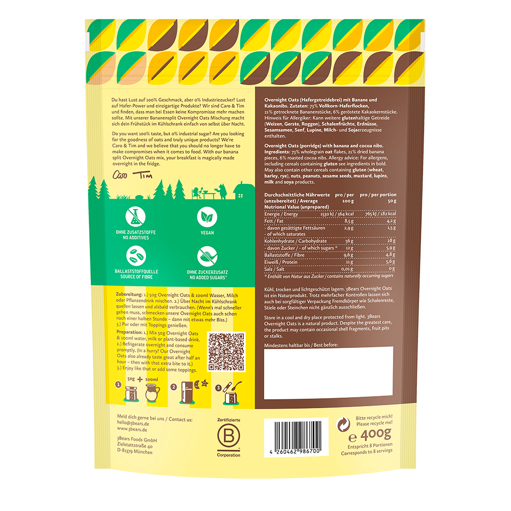 Bild: 3Bears Overnight Oats Banana Split