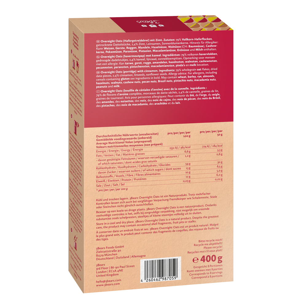 Bild: 3Bears Overnight Oats Cinnamo Roll 