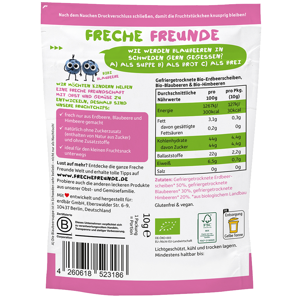 Bild: Freche Freunde Fruchtchips Roter Beerenmix 