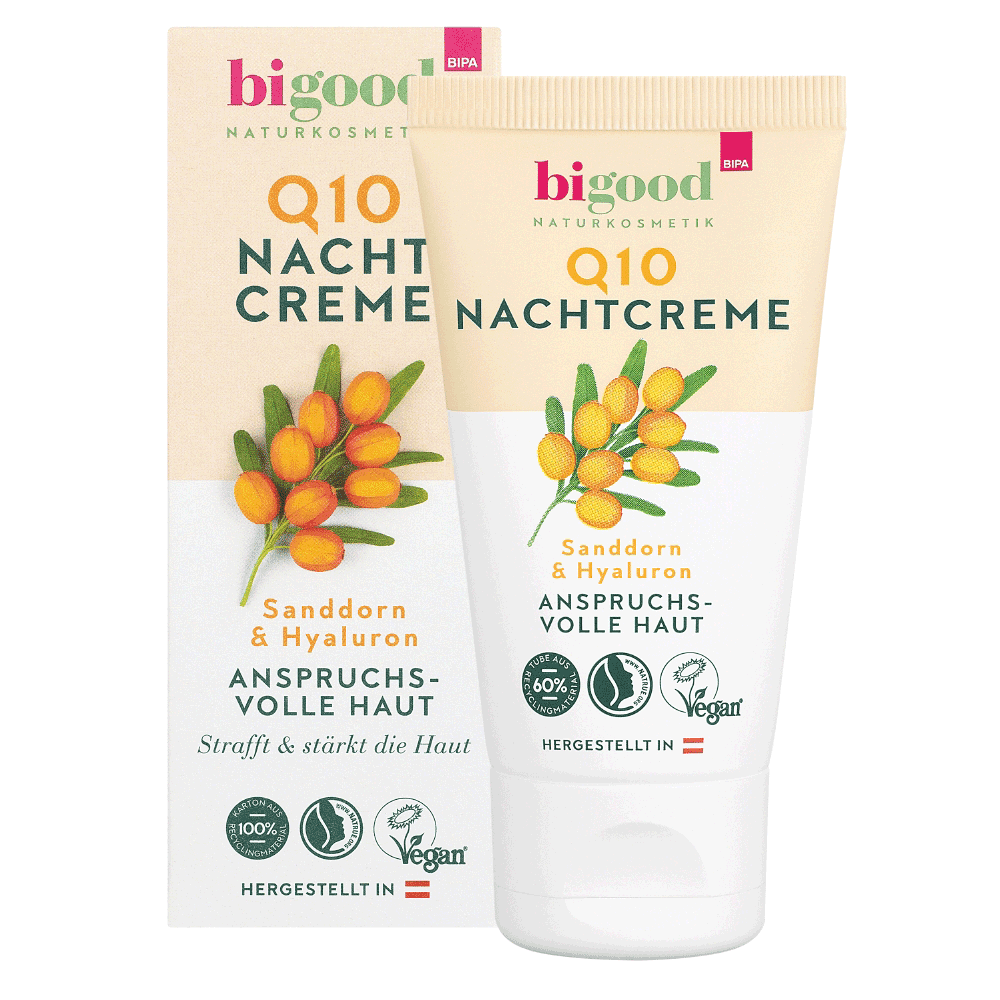 Bild: bi good Q10 Nachtcreme Sanddorn & Hyaluron