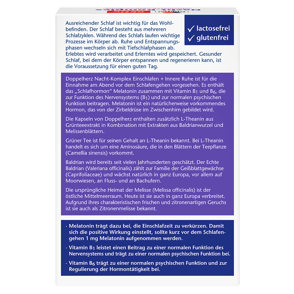 Bild: DOPPELHERZ Nacht-Komplex Einschlafen + Innere Ruhe + Melatonin + Baldrian + L-Theanin