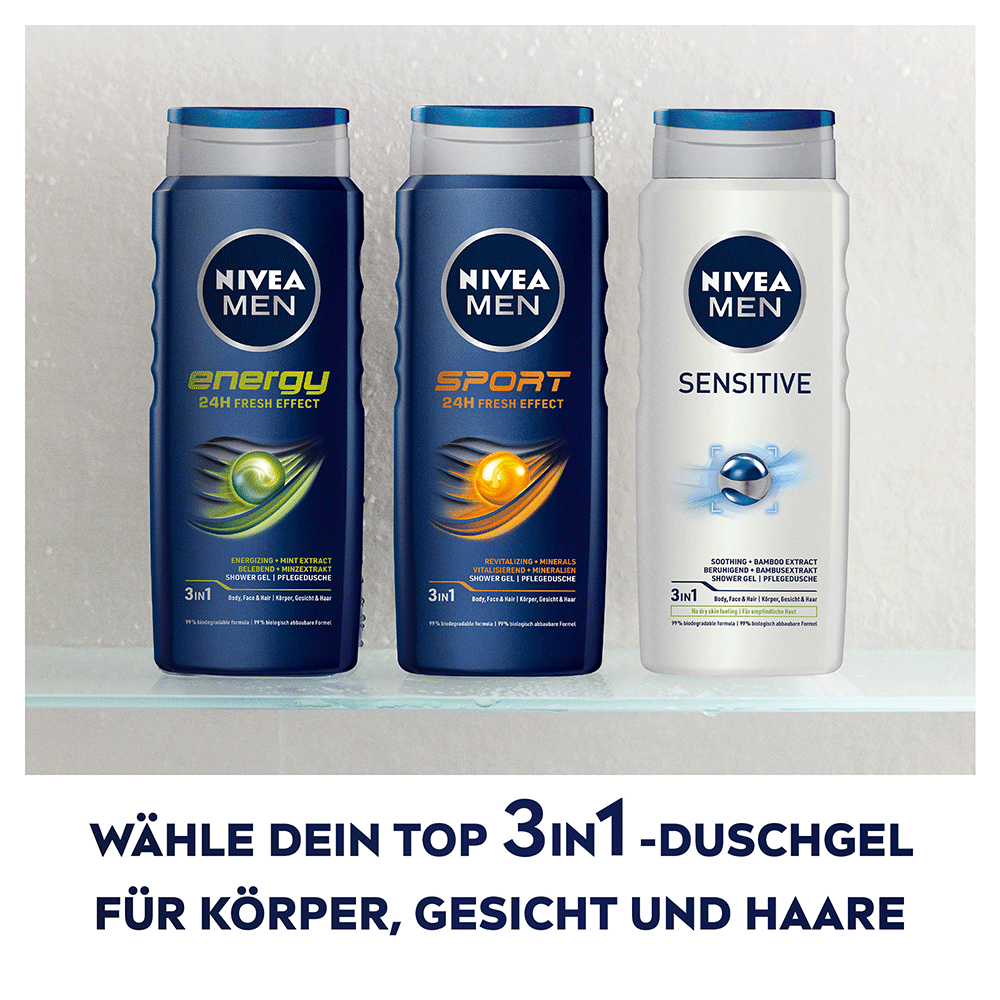 Bild: NIVEA MEN 3In1 Pflegedusche Sensitive 