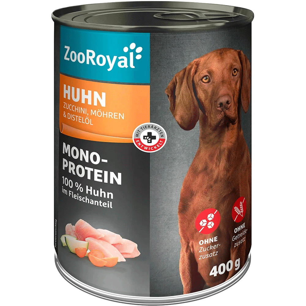 Bild: ZooRoyal Mono Protein Huhn Zucchini, Möhren & Distelöl