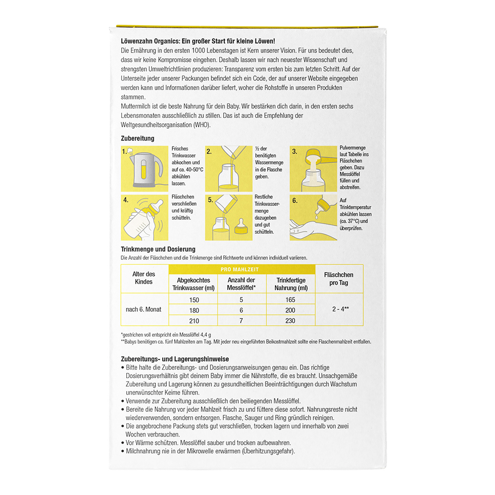 Bild: Löwenzahn organics Bio Folgemilch auf Ziegenmilchbasis 