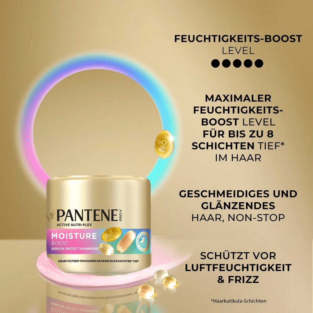 Bild: PANTENE PRO-V Moisture BOOST Keratin Protect Haarmaske Extrem Trockenes Haar 