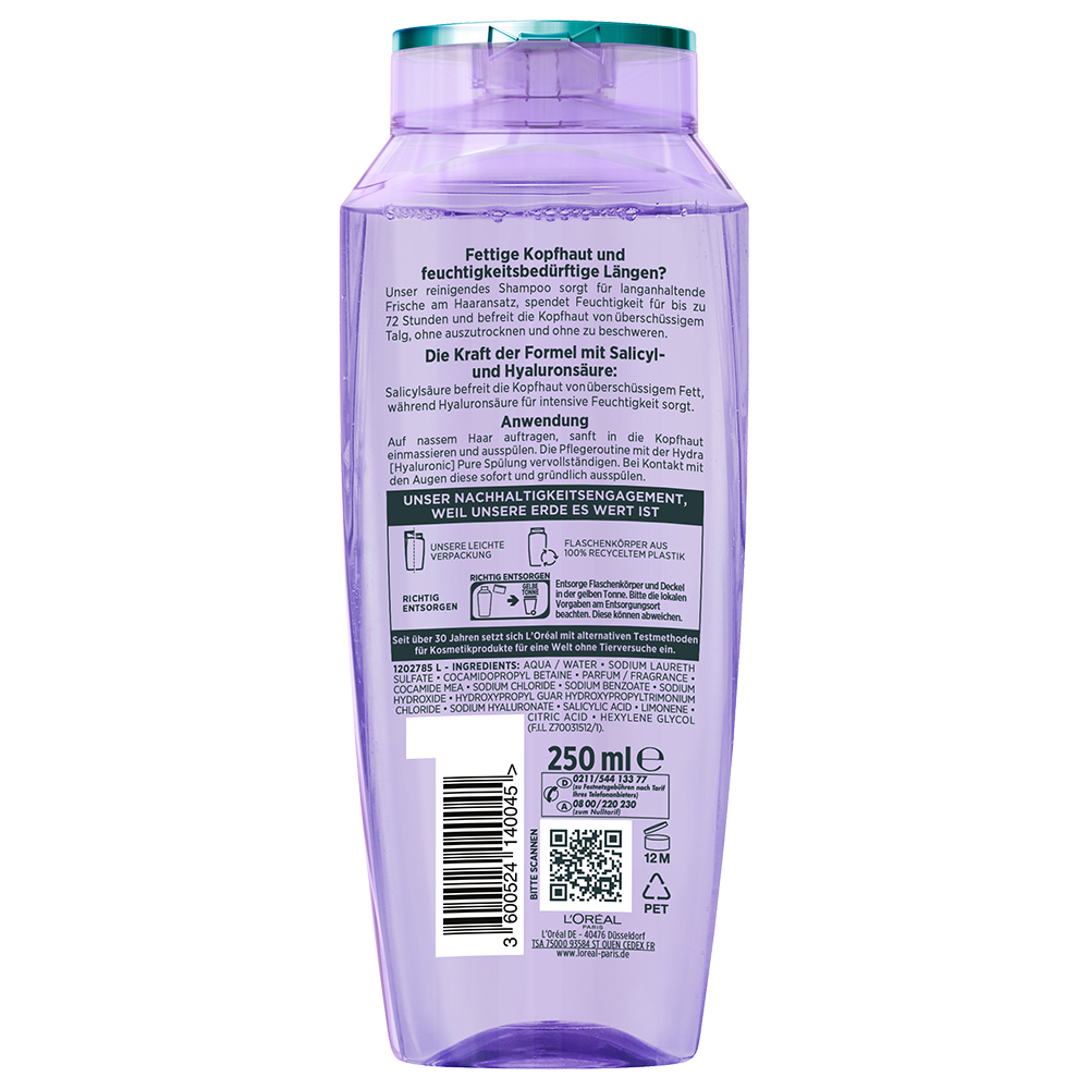 Bild: L'ORÉAL PARIS ELVITAL Hydra [Hyaluronic] Pure 72H Entfettendes Shampoo 
