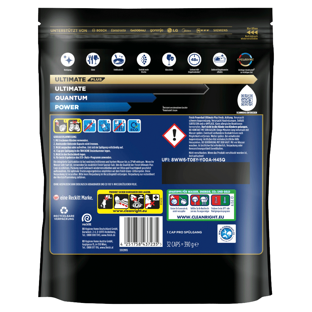 Bild: finish Powerball Ultimate Plus Geschirrspültabs 