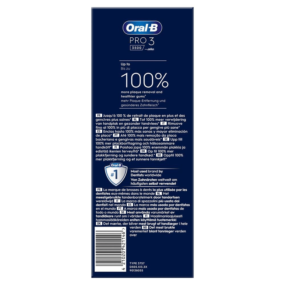 Bild: Oral-B PRO 3 3500 Elektrische Zahnbürste, Weiß 