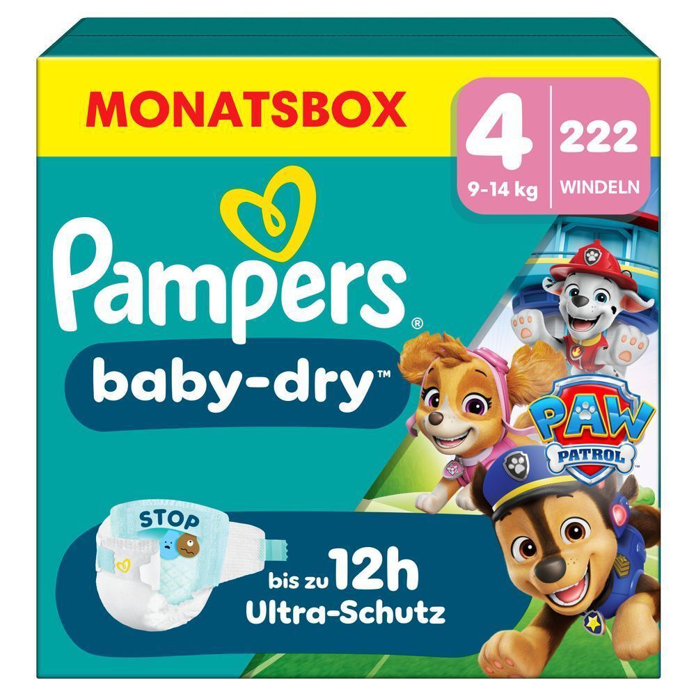 Bild: Pampers Baby-Dry Paw Patrol Edition Größe 4, 9kg-14kg, Monatsbox 