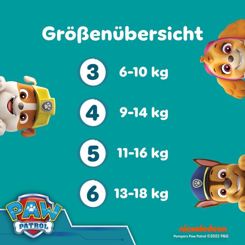 Bild: Pampers Baby-Dry Paw Patrol Edition Größe 4, 9kg-14kg, Monatsbox 