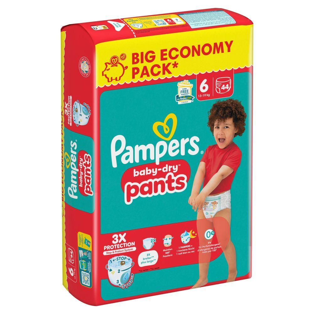 Pampers Baby-Dry Pants, Größe 6, im Big Economy Pack mit 3-fach Schutz und Stop & Protect System.;