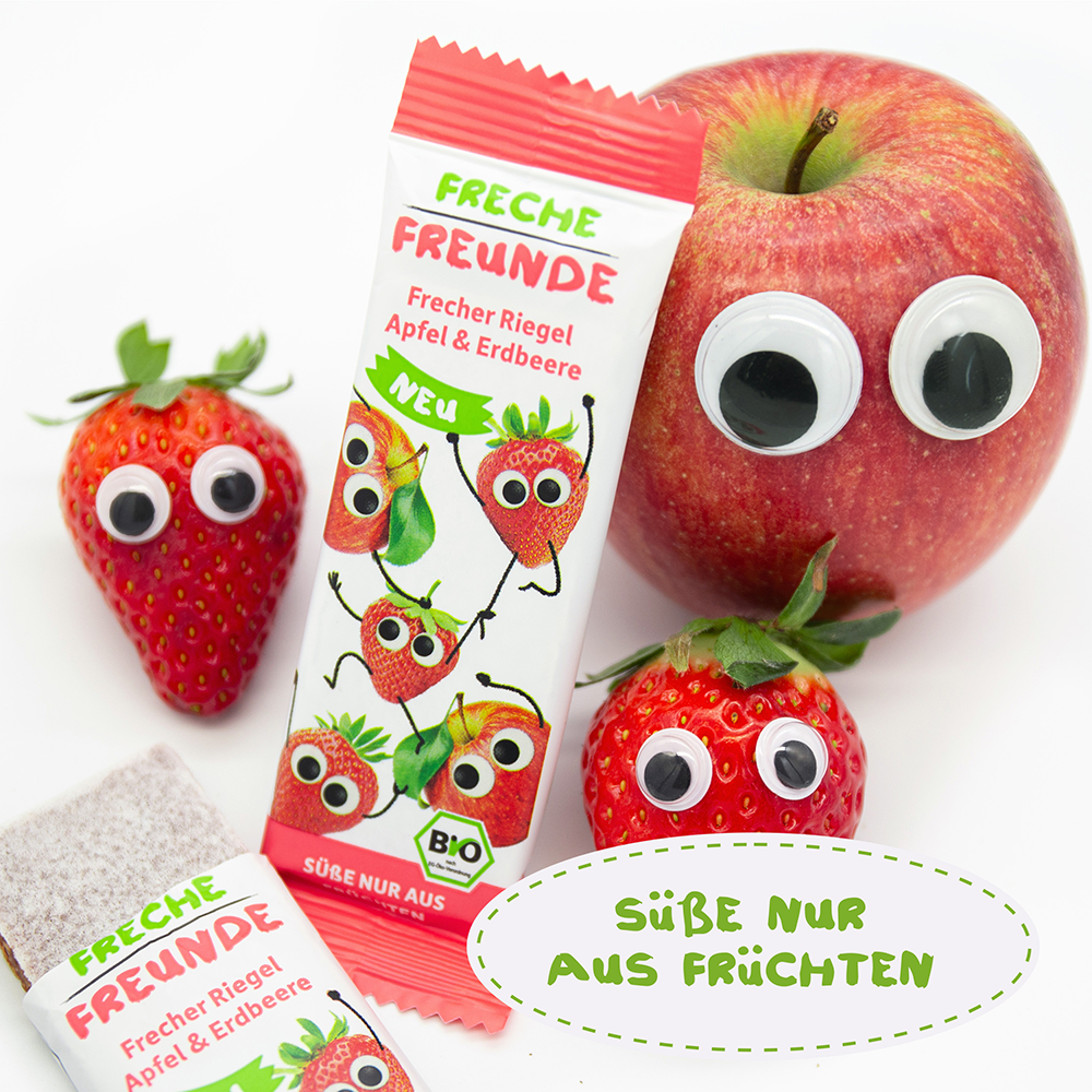 Bild: Freche Freunde Frecher Riegel Apfel und Erdbeere 