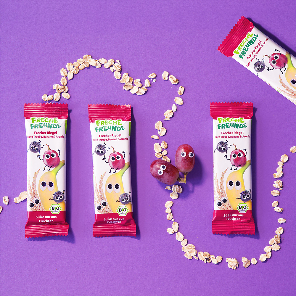 Bild: Freche Freunde Frecher Riegel Rote Traube, Banane und Aronia 