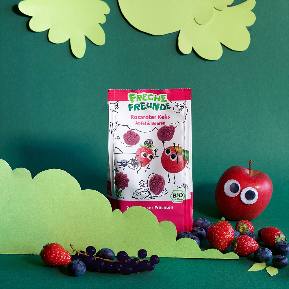 Bild: Freche Freunde Rosaroter Keks Apfel und Beeren 