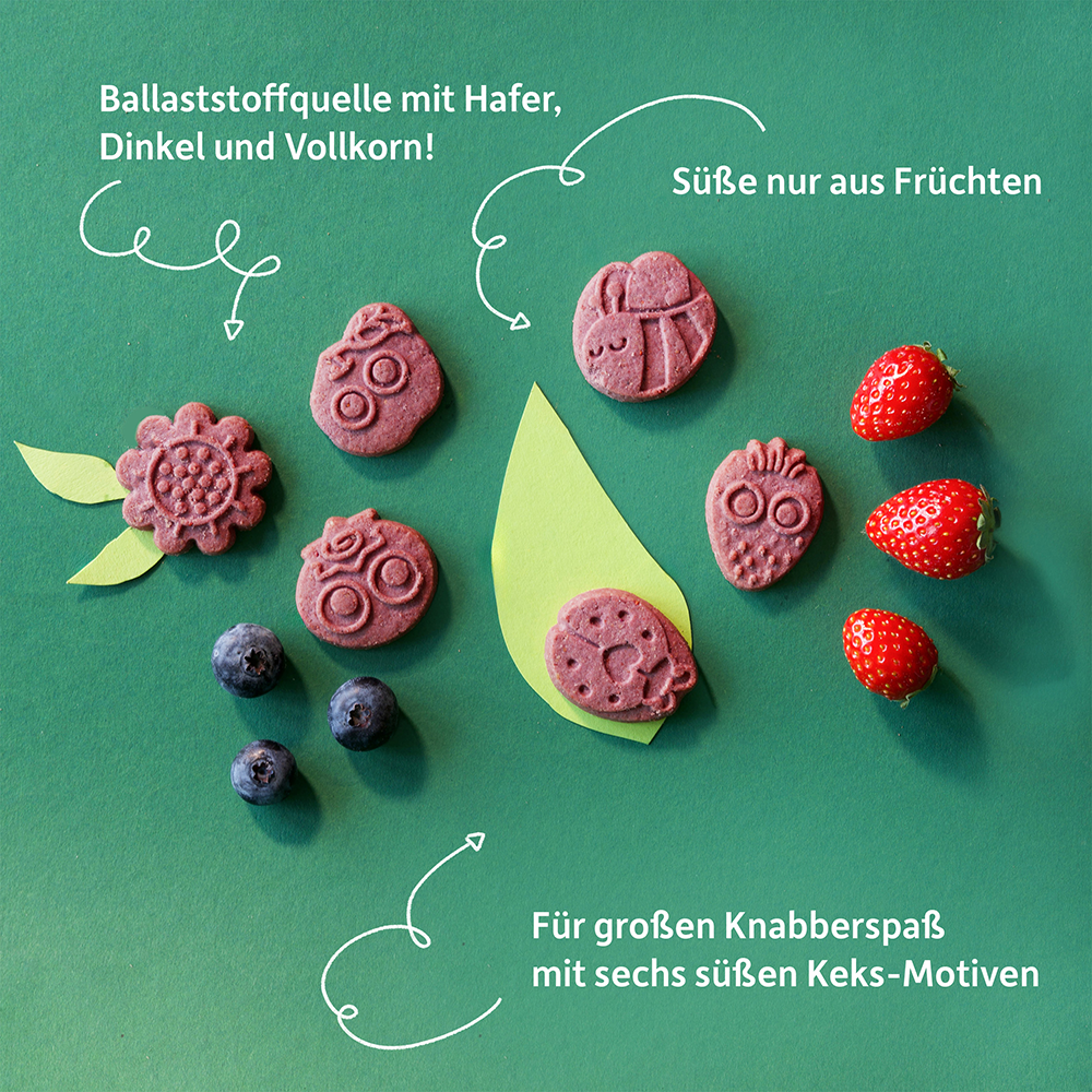 Bild: Freche Freunde Rosaroter Keks Apfel und Beeren 