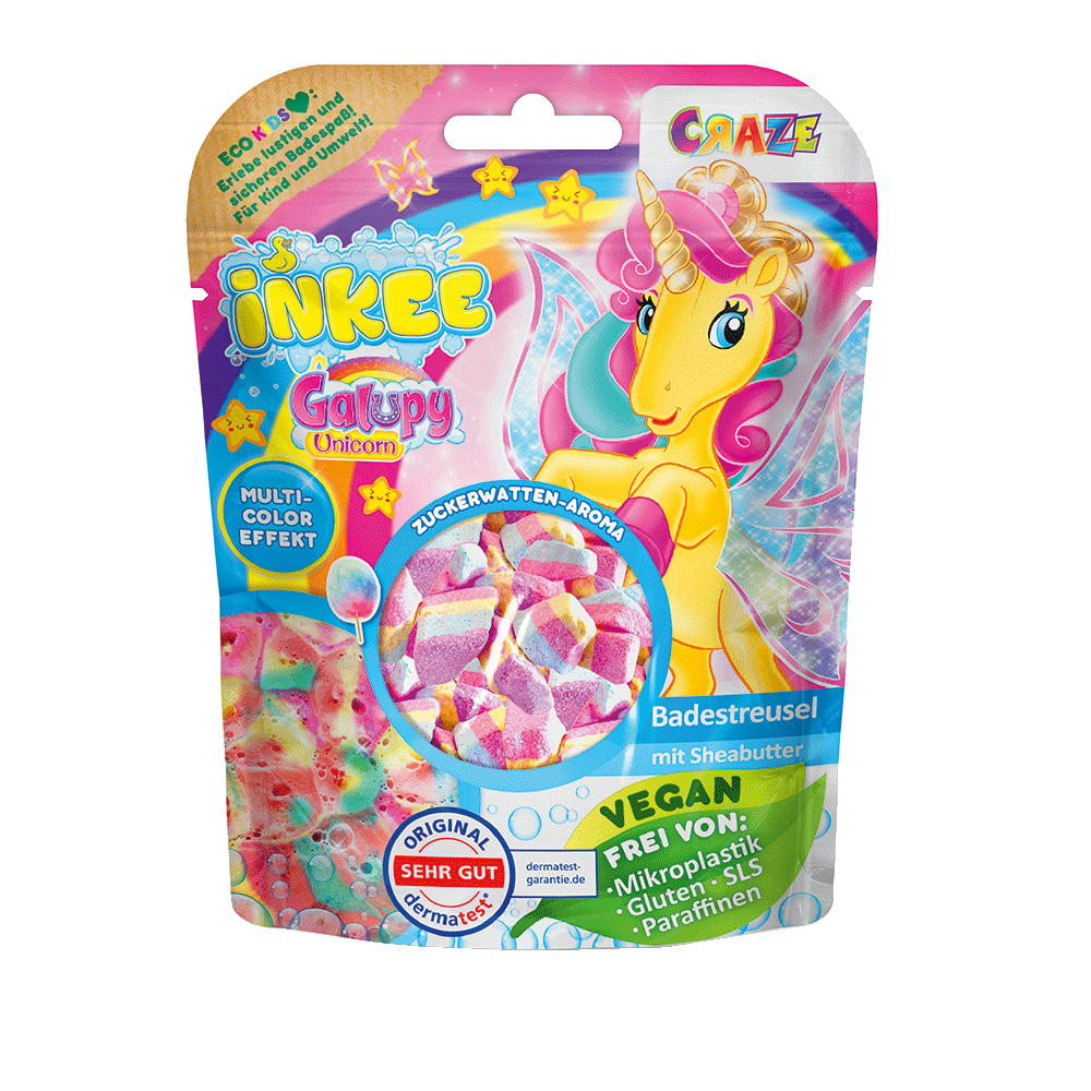 Bild: Craze Inkee Badestreusel Galupy Unicorn Zuckerwatten Aroma 