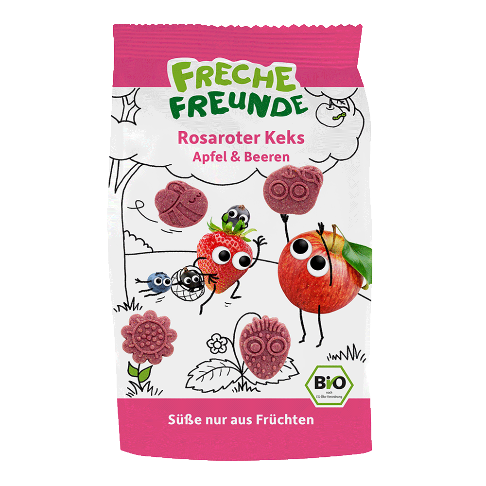 Bild: Freche Freunde Rosaroter Keks Apfel und Beeren 