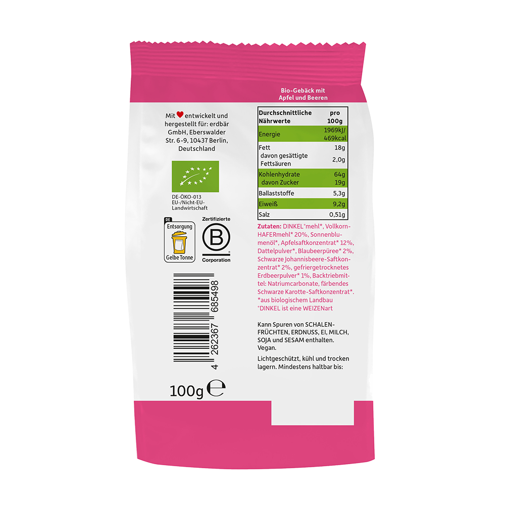Bild: Freche Freunde Rosaroter Keks Apfel und Beeren 