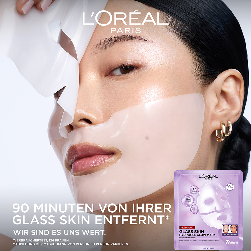 Bild: L'ORÉAL PARIS Revitalift Filler Glass Skin Hydrogel Glow Mask 