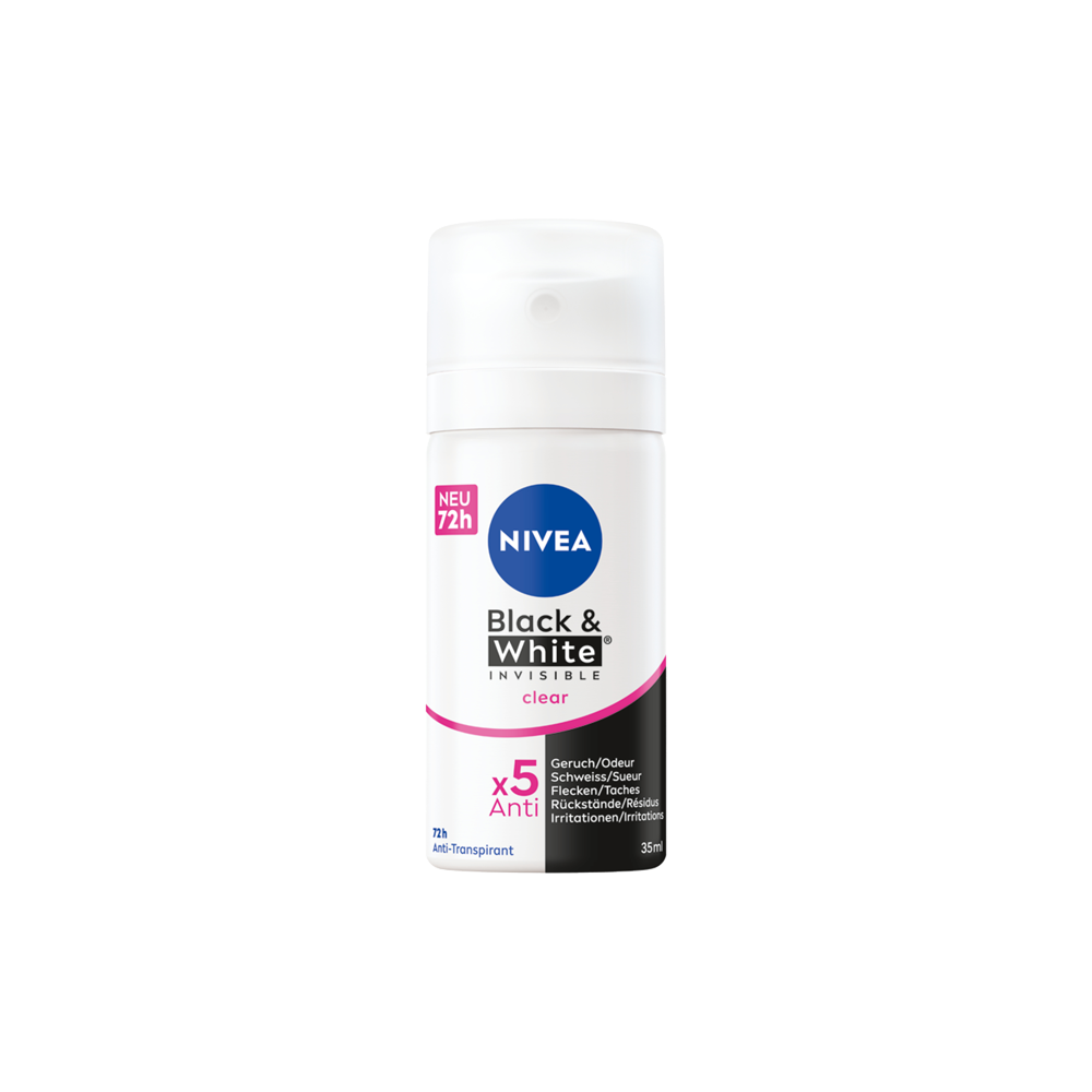Bild: NIVEA Deospray Black & White Invisible Clear Mini 