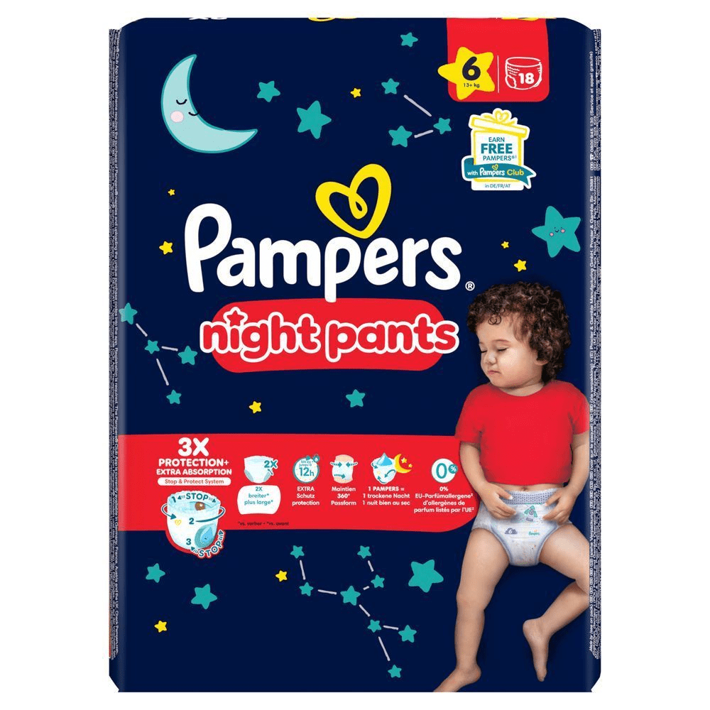 Bild: Pampers Night Pants Größe 6, 13kg+ 