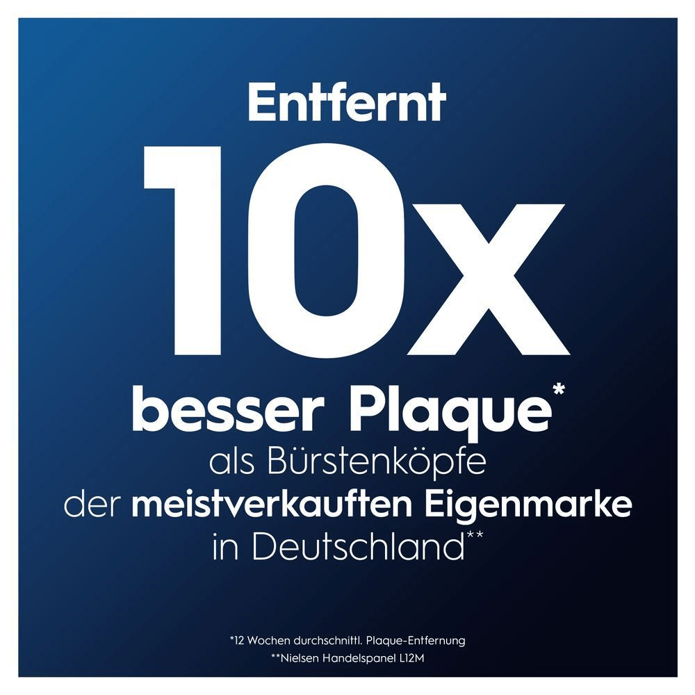 Oral-B entfernt 10x mehr Plaque als Bürstenköpfe der meistverkauften Eigenmarke in Deutschland. [IT] Oral-B rimuove 10 volte più placca rispetto alle testine di spazzolini della marca più venduta in Germania.;