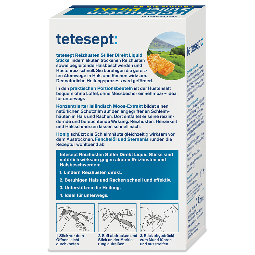 Bild: tetesept: Reizhusten Stiller Direkt Liquid Sticks
