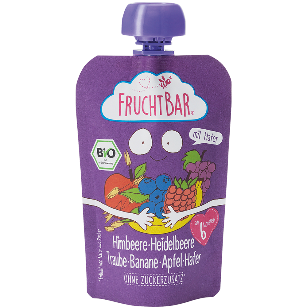 Bild: FruchtBar Quetsche Himbeere Heidelbeere Traube mit Hafer
