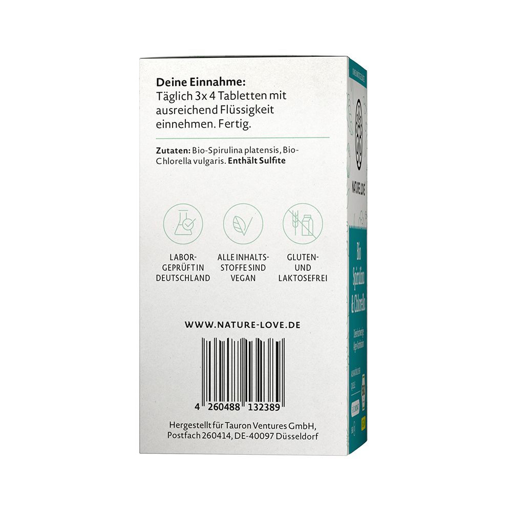 Bild: NATURE LOVE Bio Spirulina & Chlorella