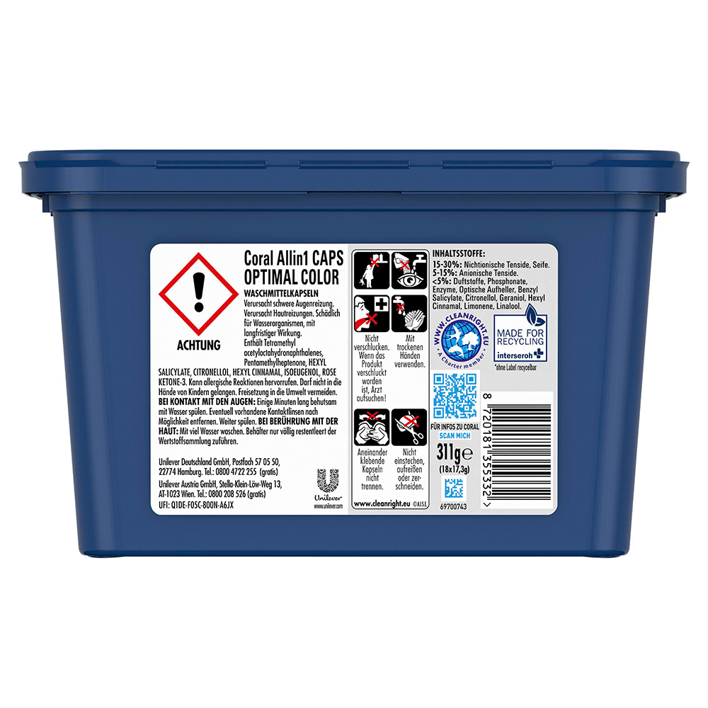 Bild: Coral Waschmittel Caps All in 1 Optimal Color