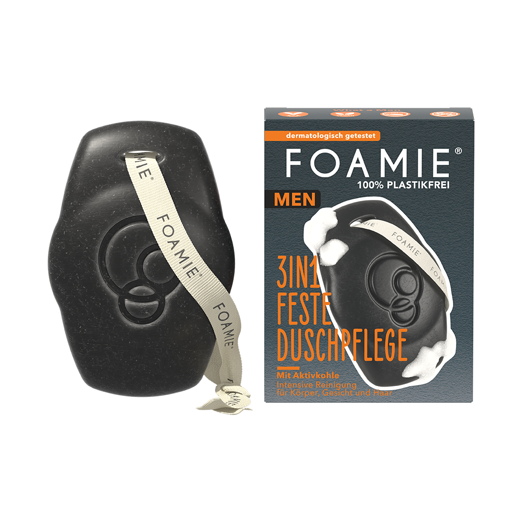 Bild: FOAMIE 3in1 Feste Duschseife mit Aktivkohle