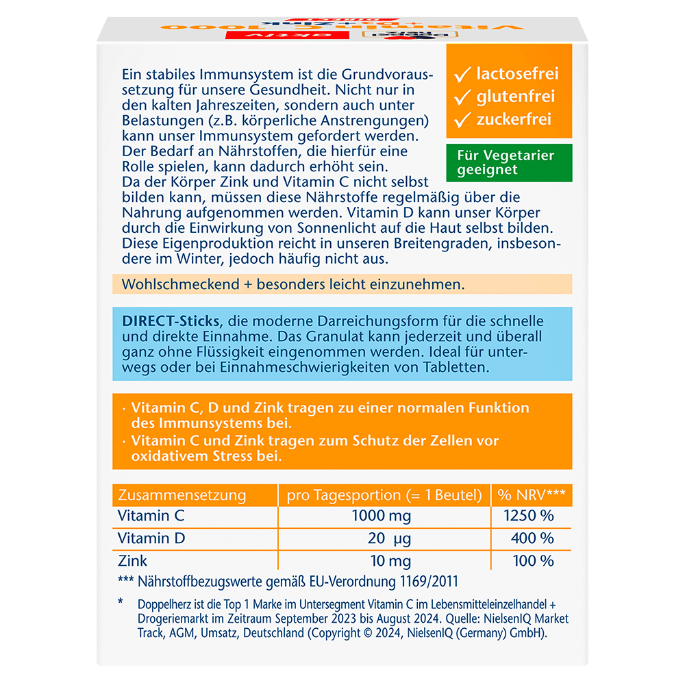Bild: DOPPELHERZ Vitamin C + D3 + Zink