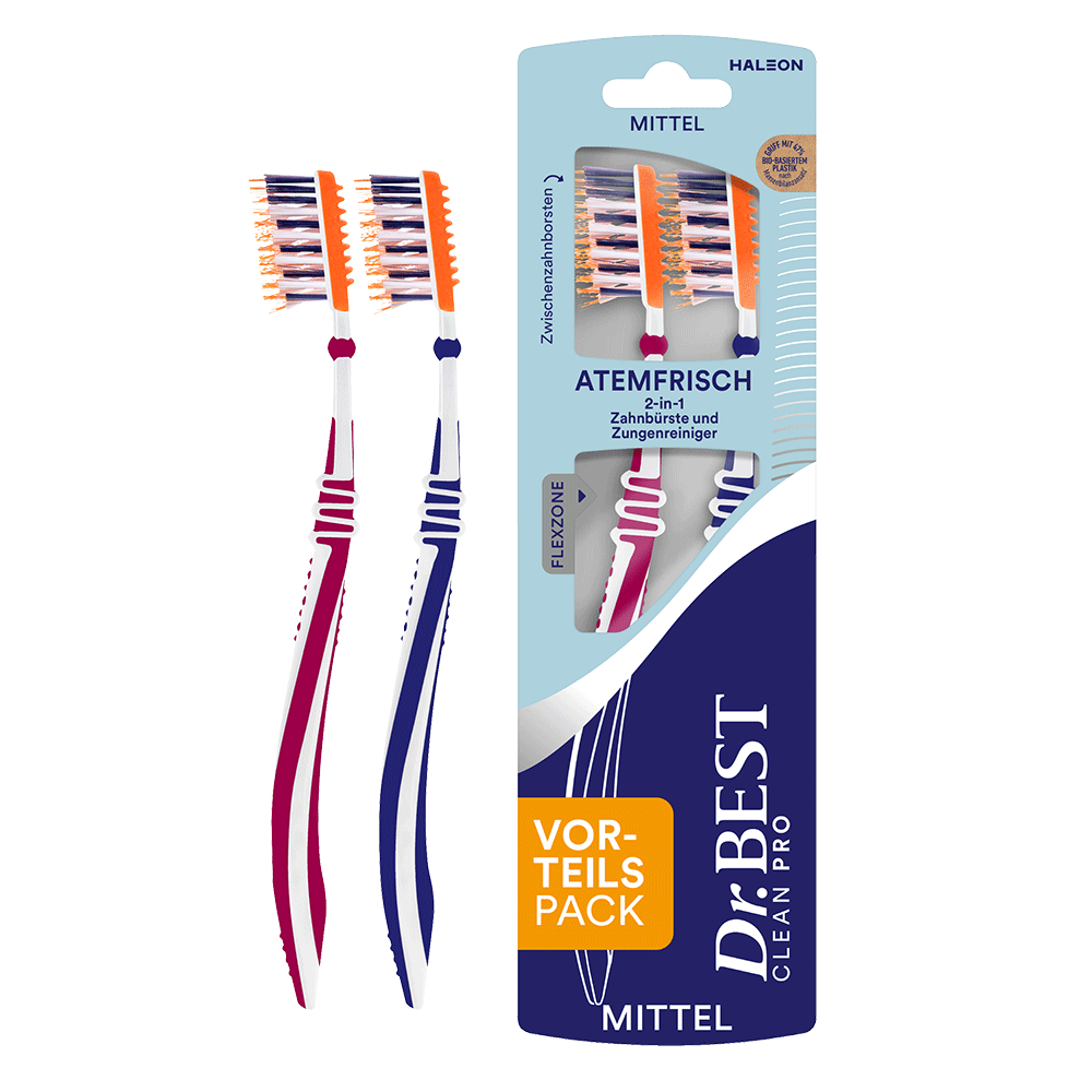 Bild: Dr. BEST Zahnbürste und Zungenreiniger Atemfrisch