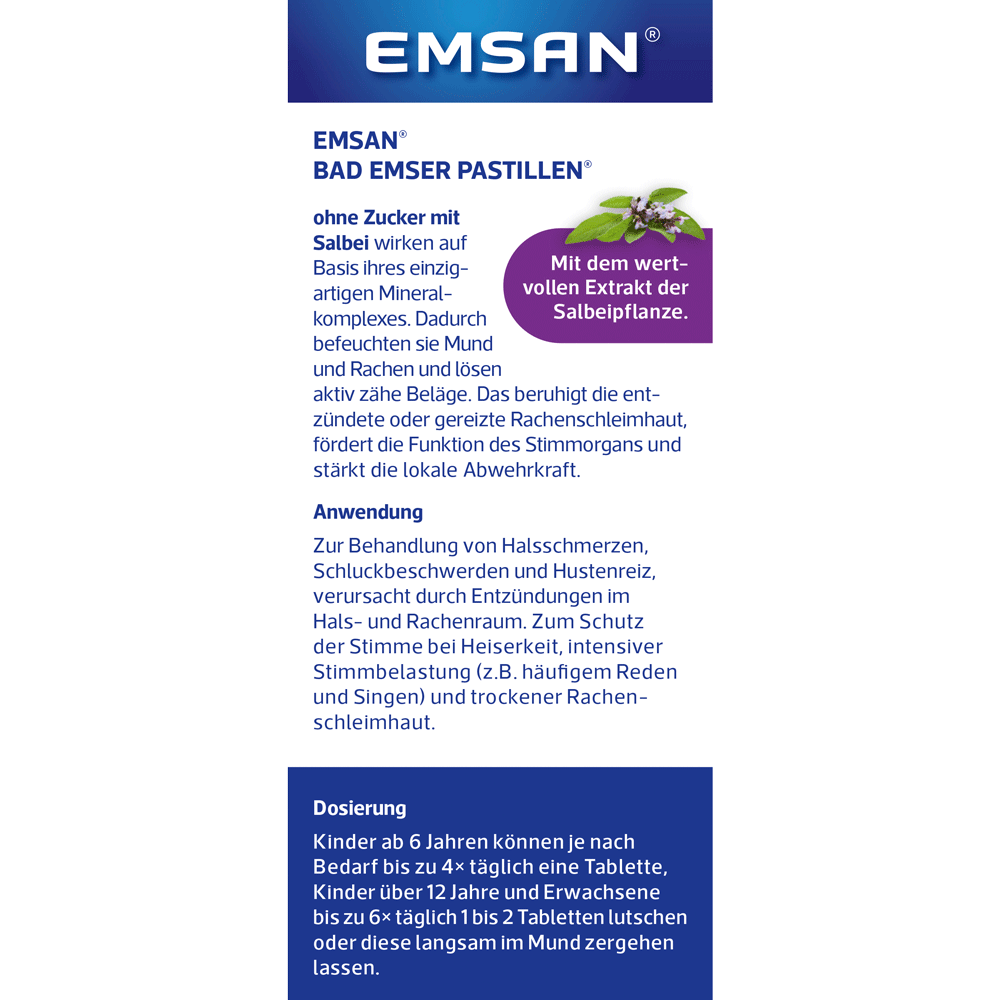 Bild: Emsan Bad Emser Pastillen bei Halsschmerzen und Schluckbeschwerden