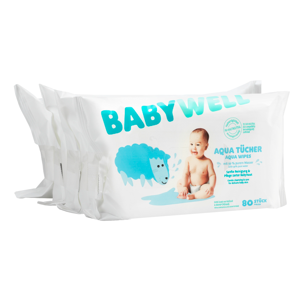 Bild: BABYWELL Aqua Tücher, 4x80 Stück 