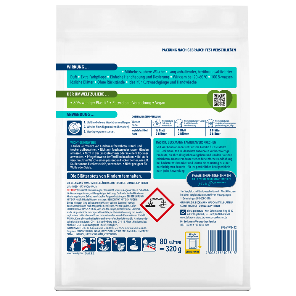 Bild: Dr. Beckmann Waschmittelblätter Orange 