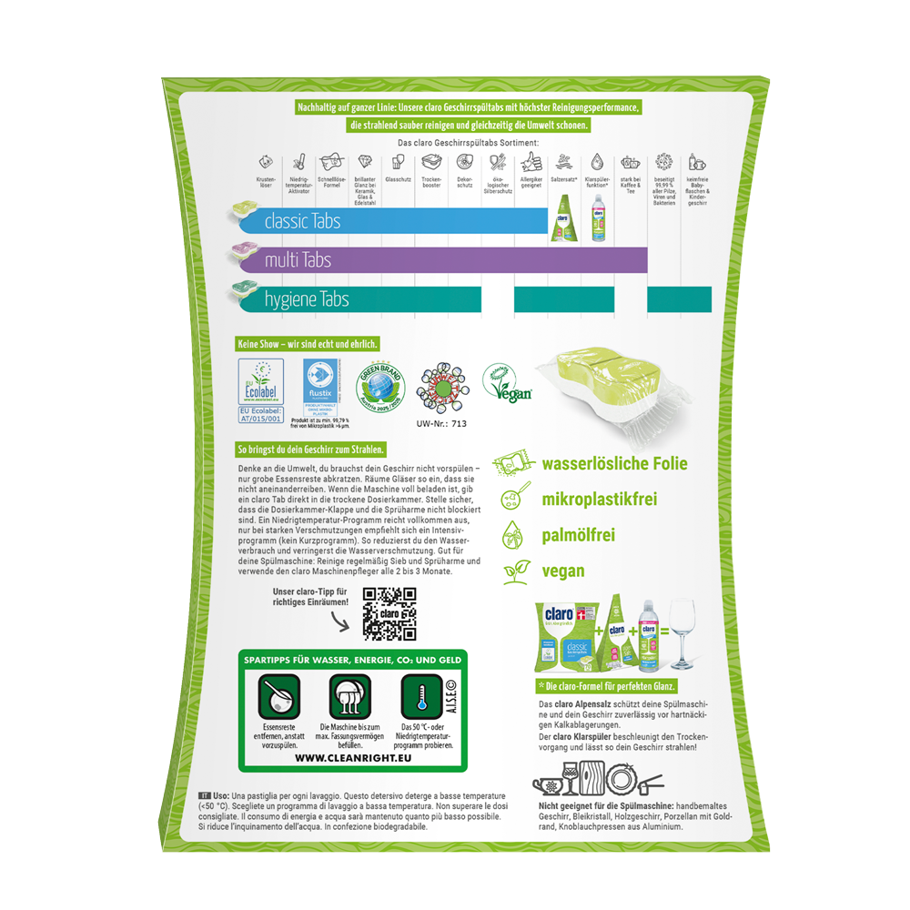 Bild: claro Classic Geschirrspültabs