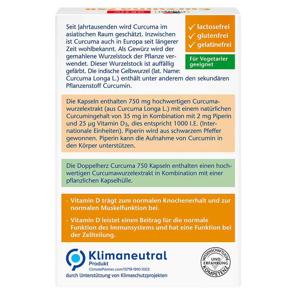 Bild: DOPPELHERZ Kapseln Curcuma + Vitamin D3