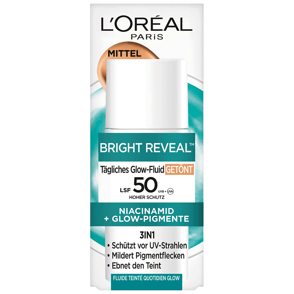 Bild: L'ORÉAL PARIS Bright Reveal Tägliches Glow-Fluid Getönt Mittel LSF 50