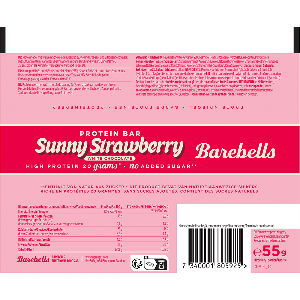 Bild: Barebells Proteinriegel Sunny Strawberry 