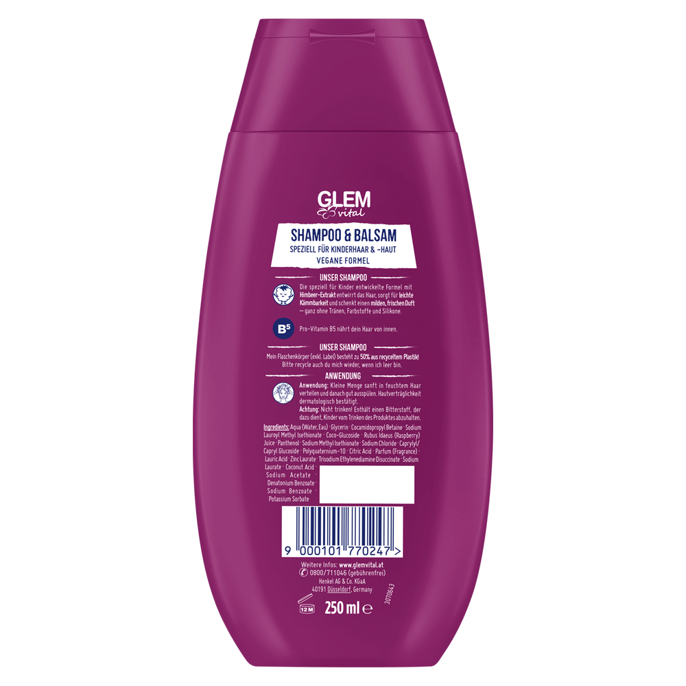 Bild: GlemVital Kids Shampoo & Balsam Himbeere 