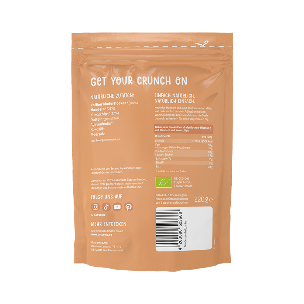 Bild: Oatsome Crunchy Topping Hakuna Makokos Mandel Kokos 
