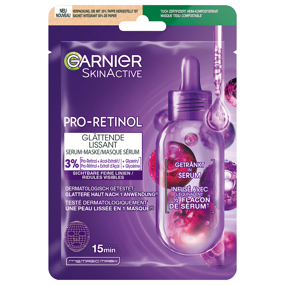 Bild: GARNIER SKIN ACTIVE Pro-Retinol Glättende Serum-Maske
