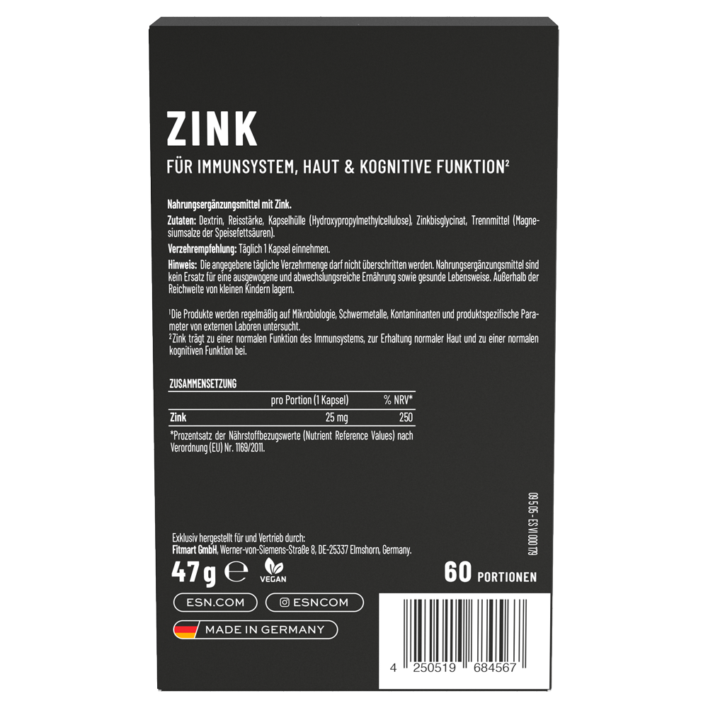 Bild: ESN Zink 60 Kapseln