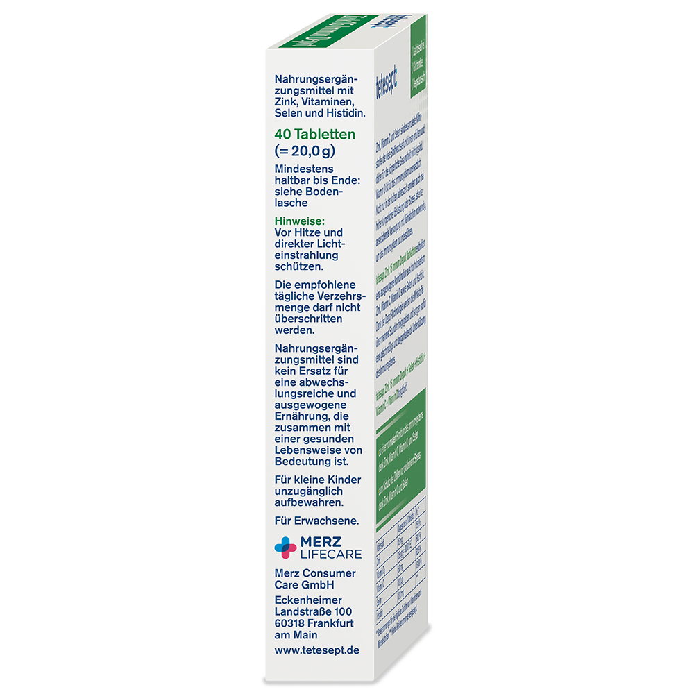 Bild: tetesept: Zink 15 Histidin + Selen Vitamin C + D3 1000