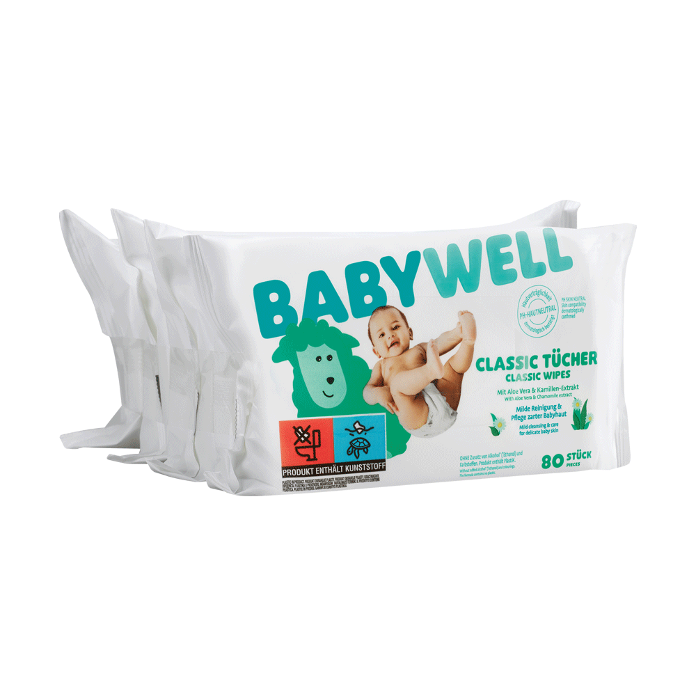Bild: BABYWELL Classic Tücher, 4x80 Stück 